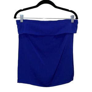 Dark blue strapless side slit top. Keepsake size small.